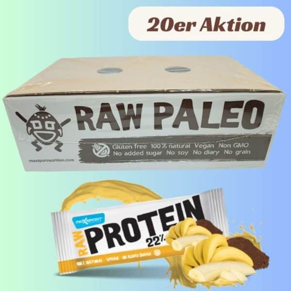 Raw Protein Jungle Banana Aktionsset 20er zuckerfreier Riegel Maxsport no added sugar sugarfree