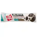 Protein Bar Cookies and Cream FitSpo no sugar added Bar zuckerfreier Proteinriegel gesund naschen Sportler low carb keto Diabetiker Lebensmittel sugarfreeeu