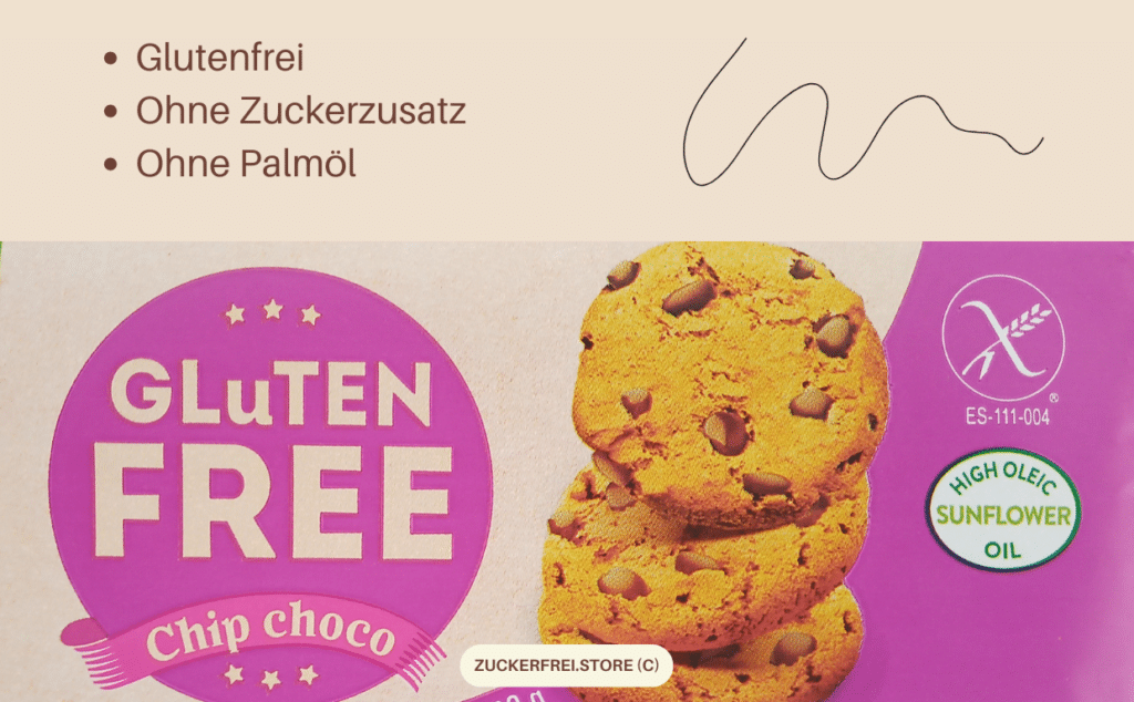 Gullon glutenfreie Cookies mit Schokostückchen zuckerfreie Kekse Diabetikerlebensmittel no added sugar keto low carb Zöliakie