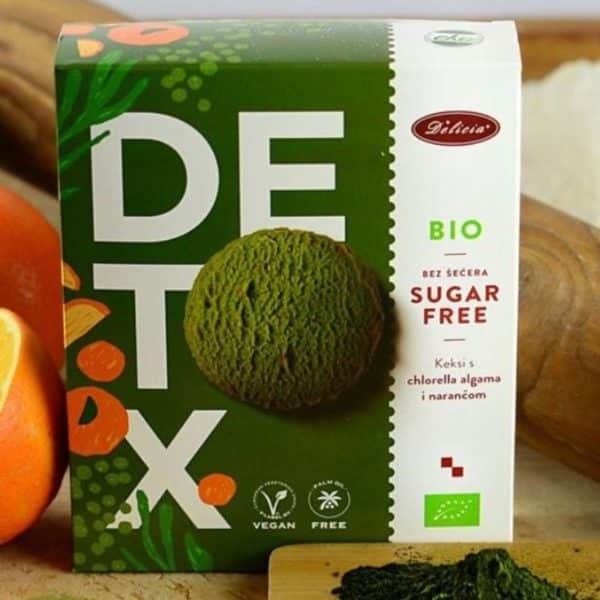 Bio Detox zuckerfreie Kekse Chlorella Orange keto Diabetikerlebensmittel low carb lchf gesund naschen ohne Zucker sugarfree no sugar added