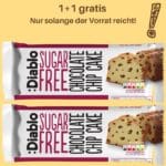 Diablo zuckerfreier Chocolate Chip Kuchen Sonderaktion 2 zum Preis von 1 kurzes Mindesthaltbarkeitsdatum Aktion nur kurze Zeit Sonderpreis