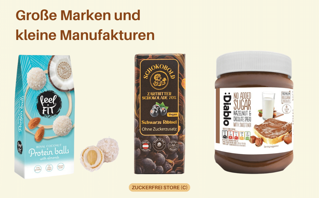 Süßigkeiten ohne Zuckerzusatz zuckerfrei naschen keto low carb Diabetikerlebensmittel große marken kleine manufakturen hausgemacht ohne chemie