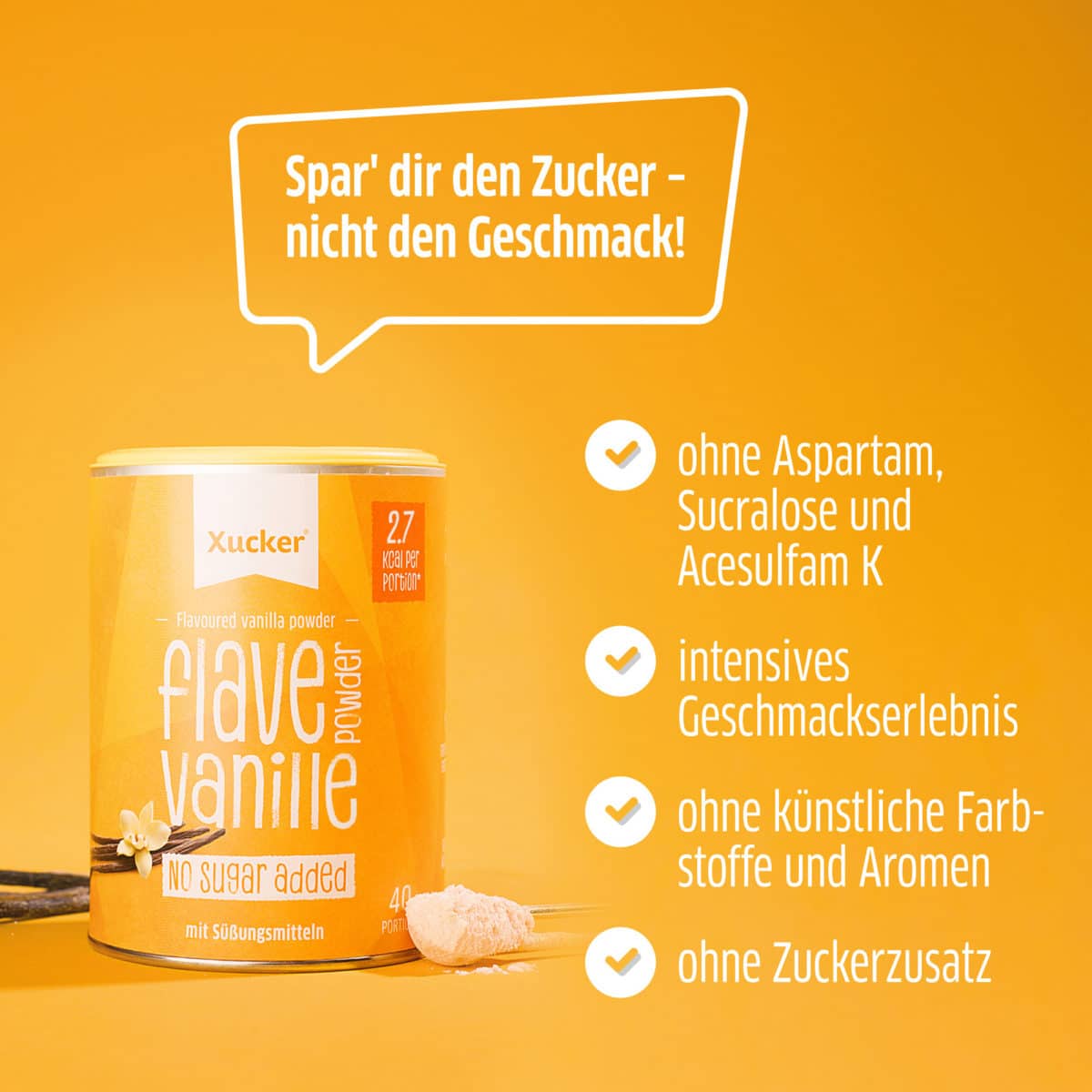 Xucker Flave Aromapulver Vanille zuckerfrei no added sugar keto Diabetikerlebensmittel für Sportler gesund naschen